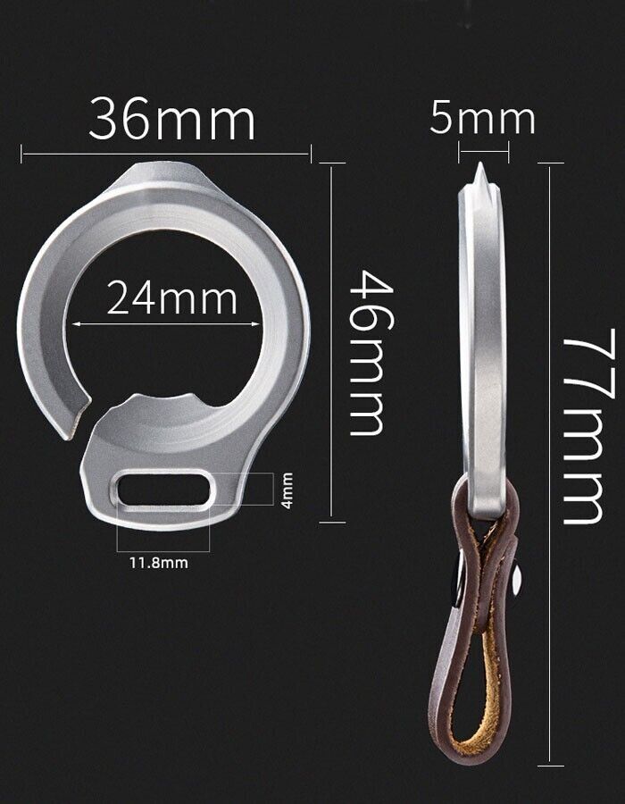 Titanium Alloy + Leather Keychain Car Key Bag Portable EDC Opener Crowbar Cutter