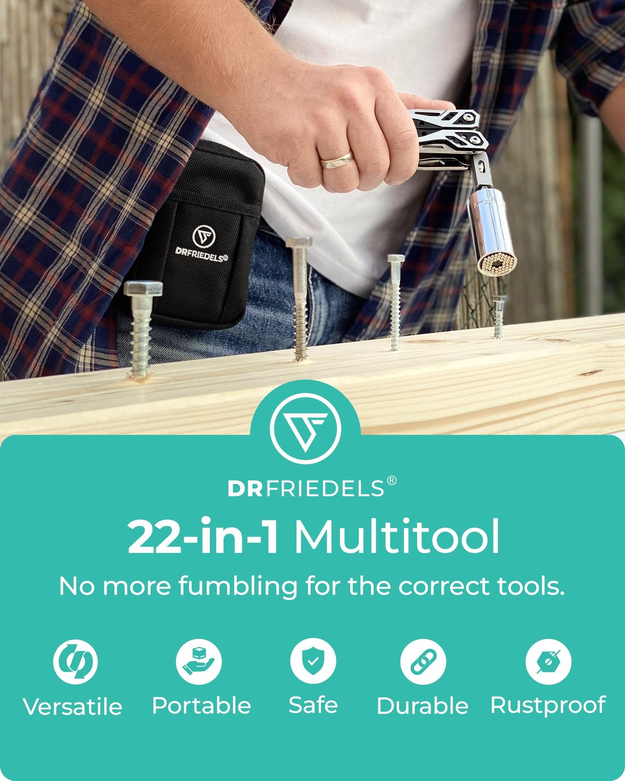 DRFRIEDELS 22-in-1 Stainless Steel Multitool Safety Lock with Universal Socket
