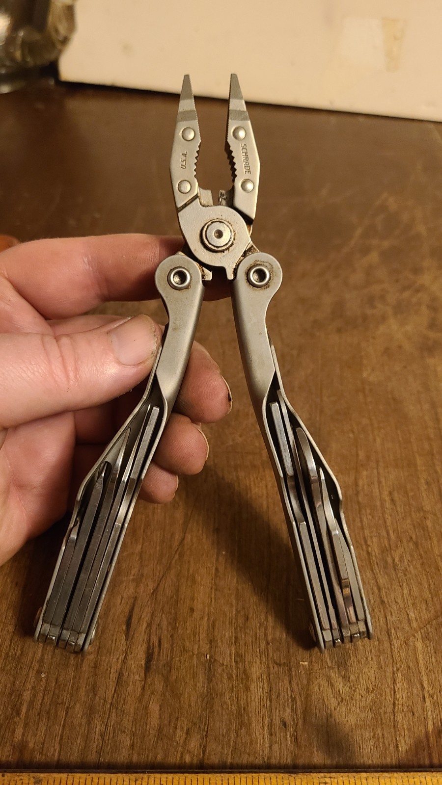 Vintage Schrade Tough Tool ST1 Multi-Tool w/ Leather Sheath USA Gift Pliers