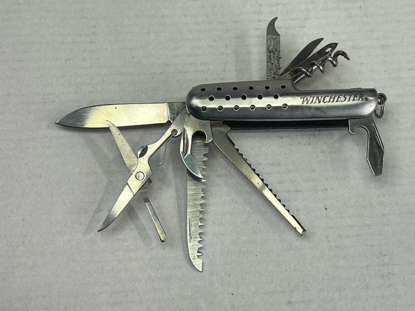 Multi Tool Scissors Cork Screw File Folding Knife & More G