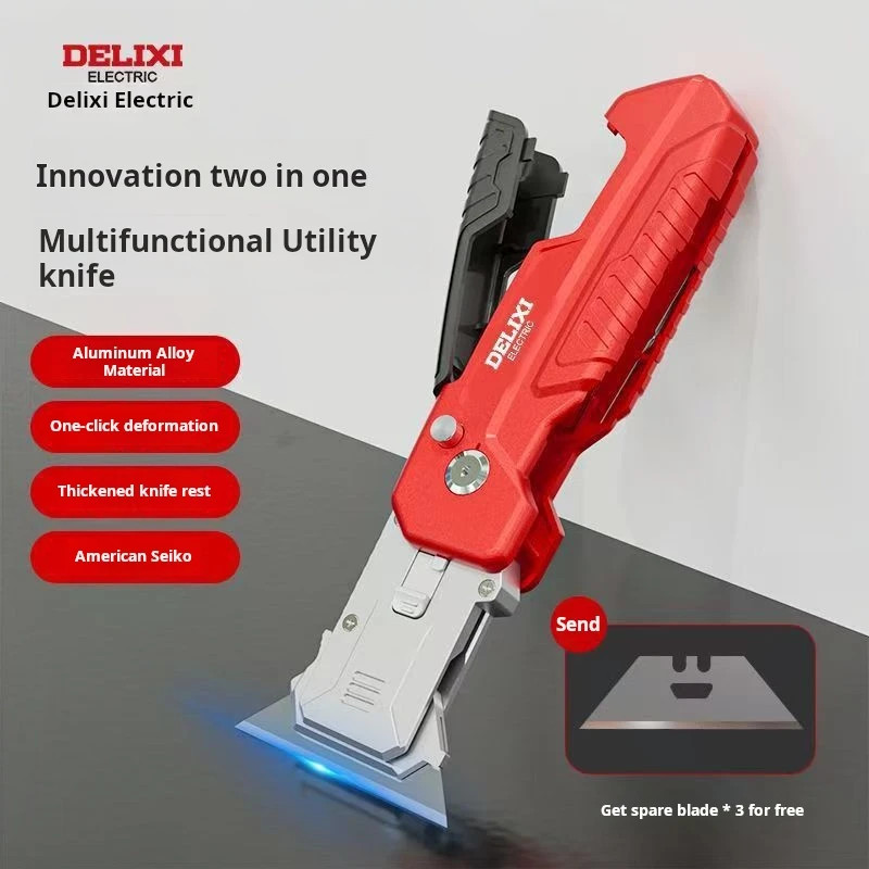 Versatile Utility Knife with Thick Holder & Trapezoidal Blade for Glue Removal