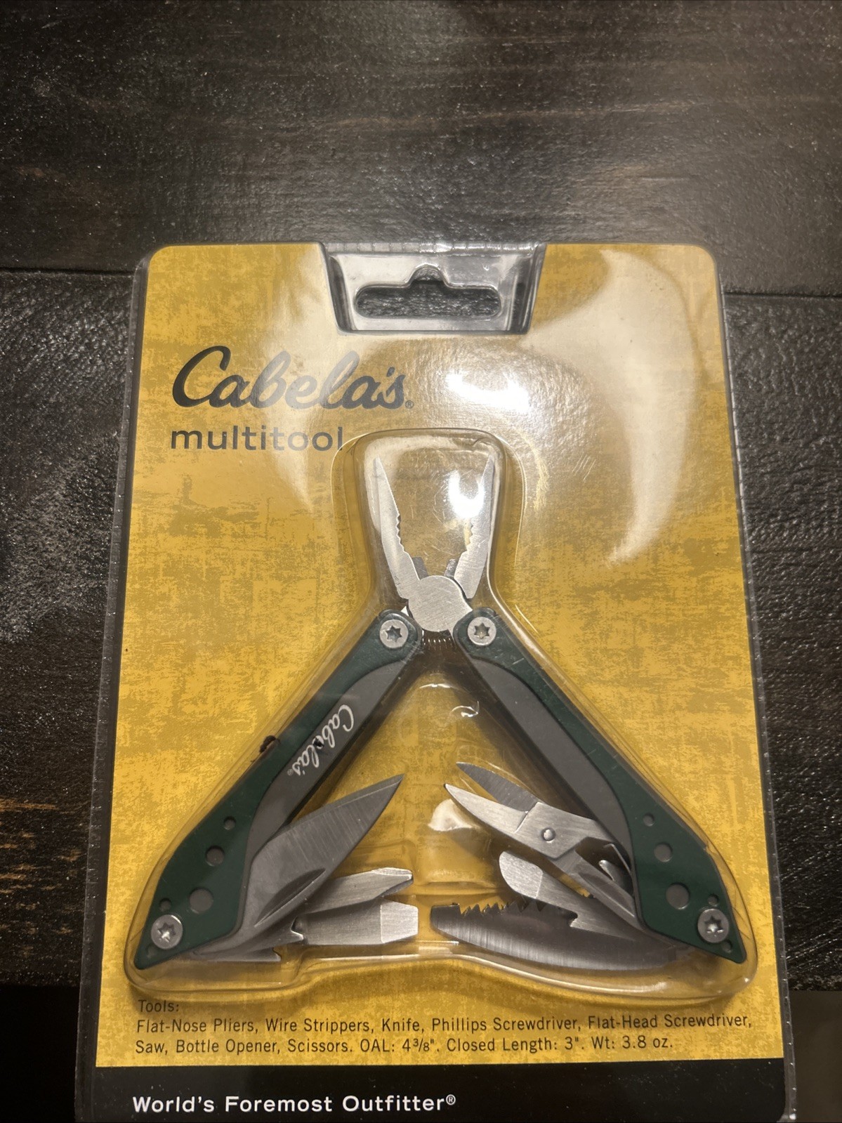 Cabelas Multitool Green 3 Inch Closed Length Stainless Steel New