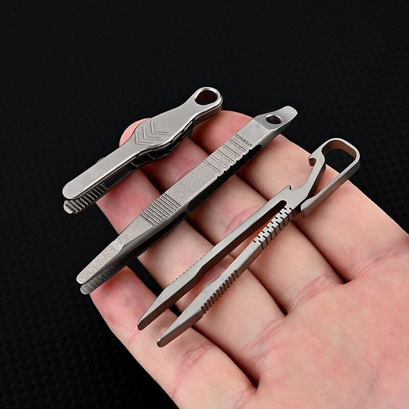 Hot Mini Lightweight Titanium Alloy Keychain Tweezers Portable EDC Outdoor Tool