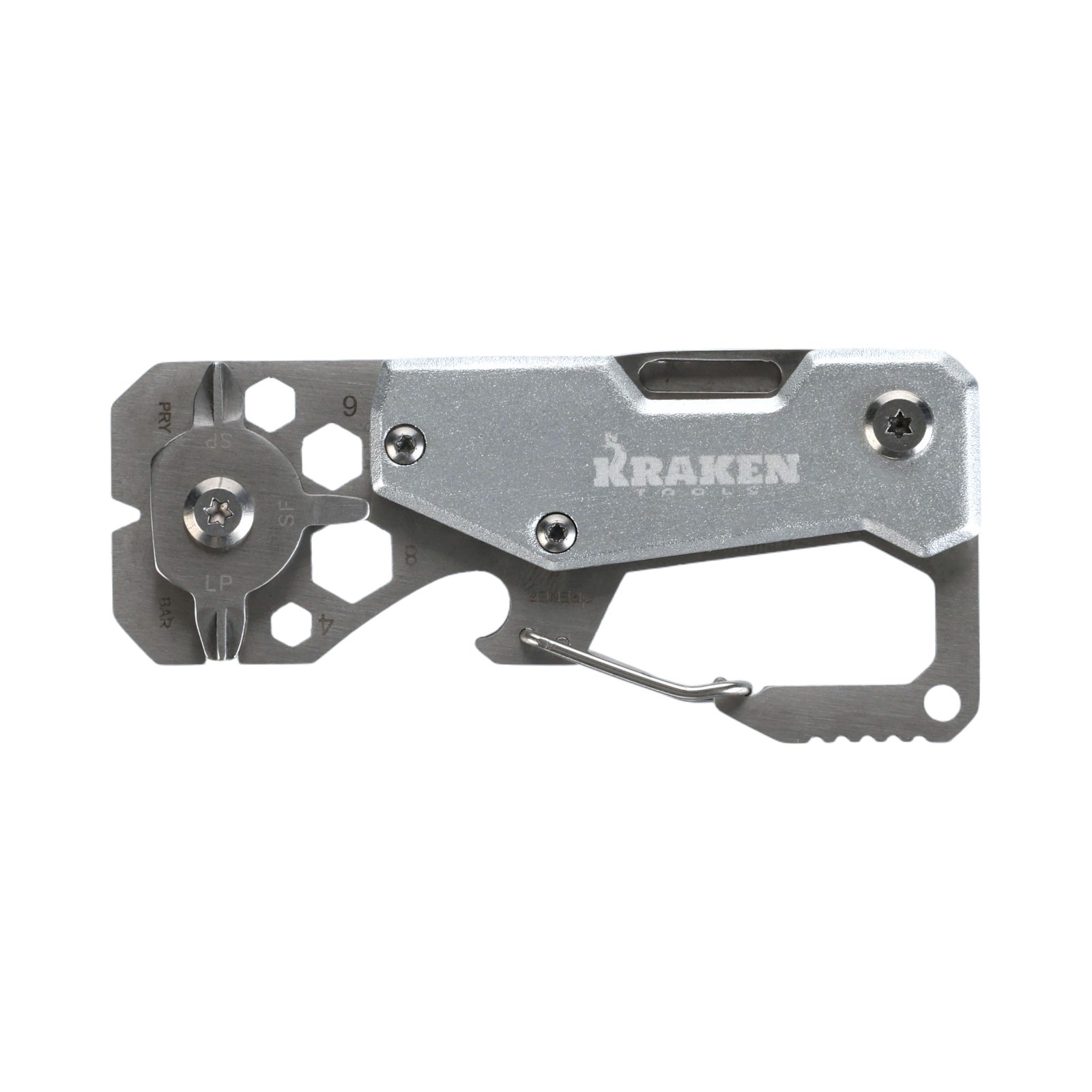 Kraken Tools 10 in 1 Stainless Steel EDC Multi Tool with Carabiner