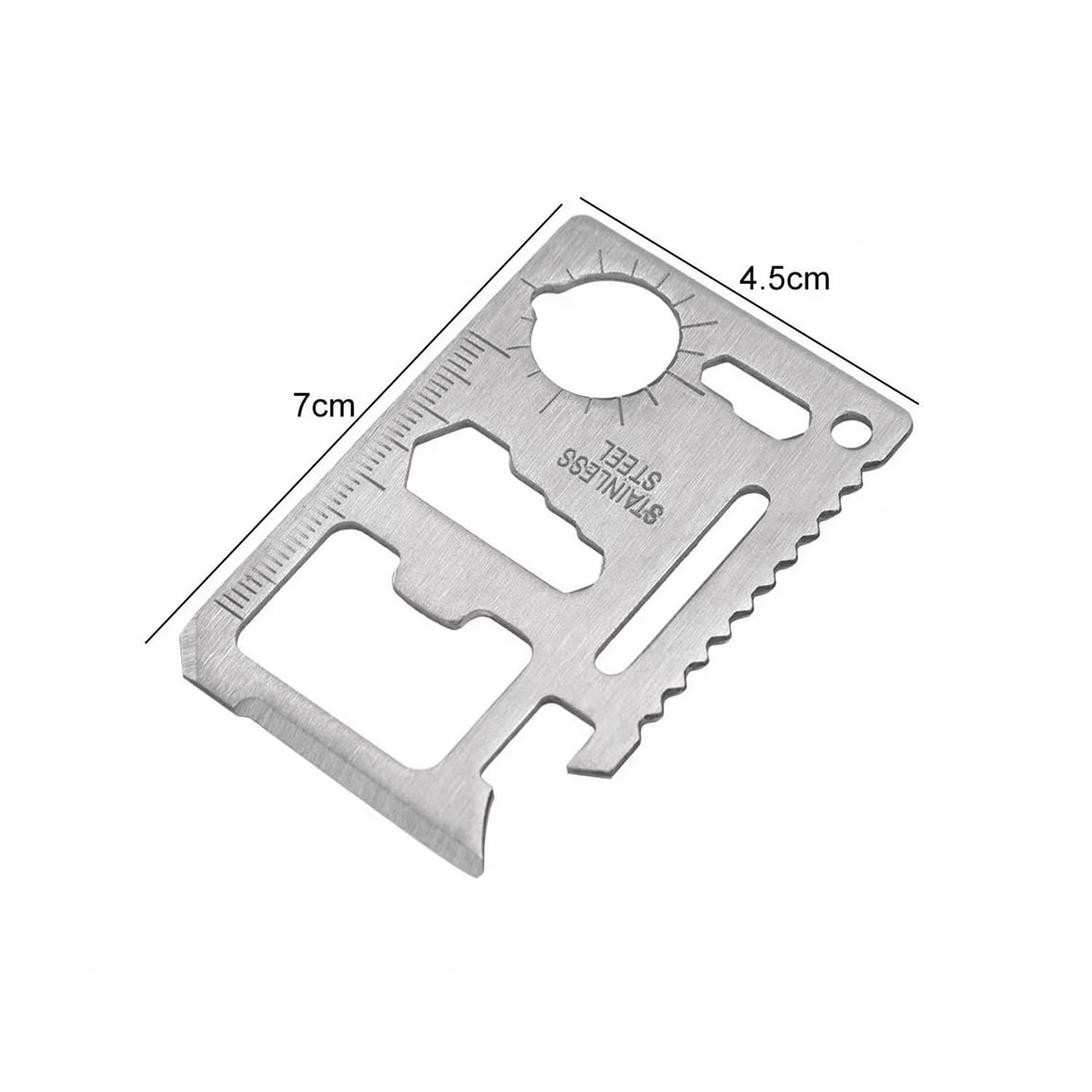 11in1Multitool Card Stainless Steel – Compact Survival Tool with Sheath – Ide…