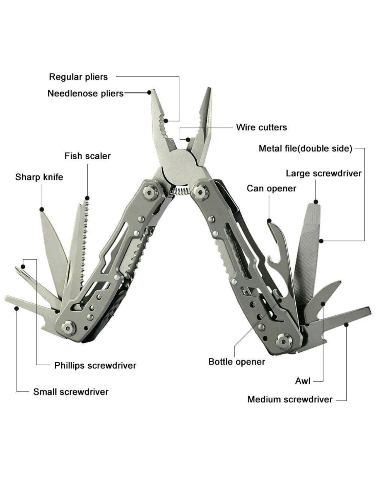Multi Tool 13 in 1 Mini Keychain Outdoor Knife Pliers Camping L-size