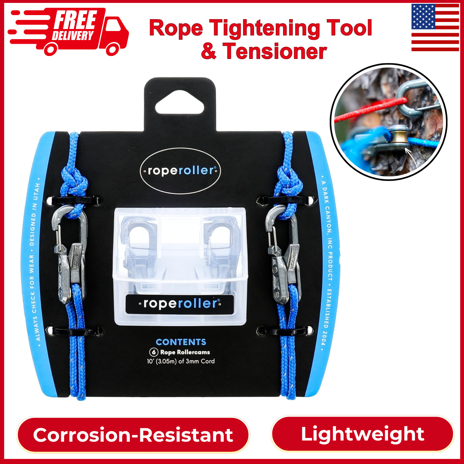 The Original Rope Tightening Tool & Tensioner 6-Pack with Rollercam Technology