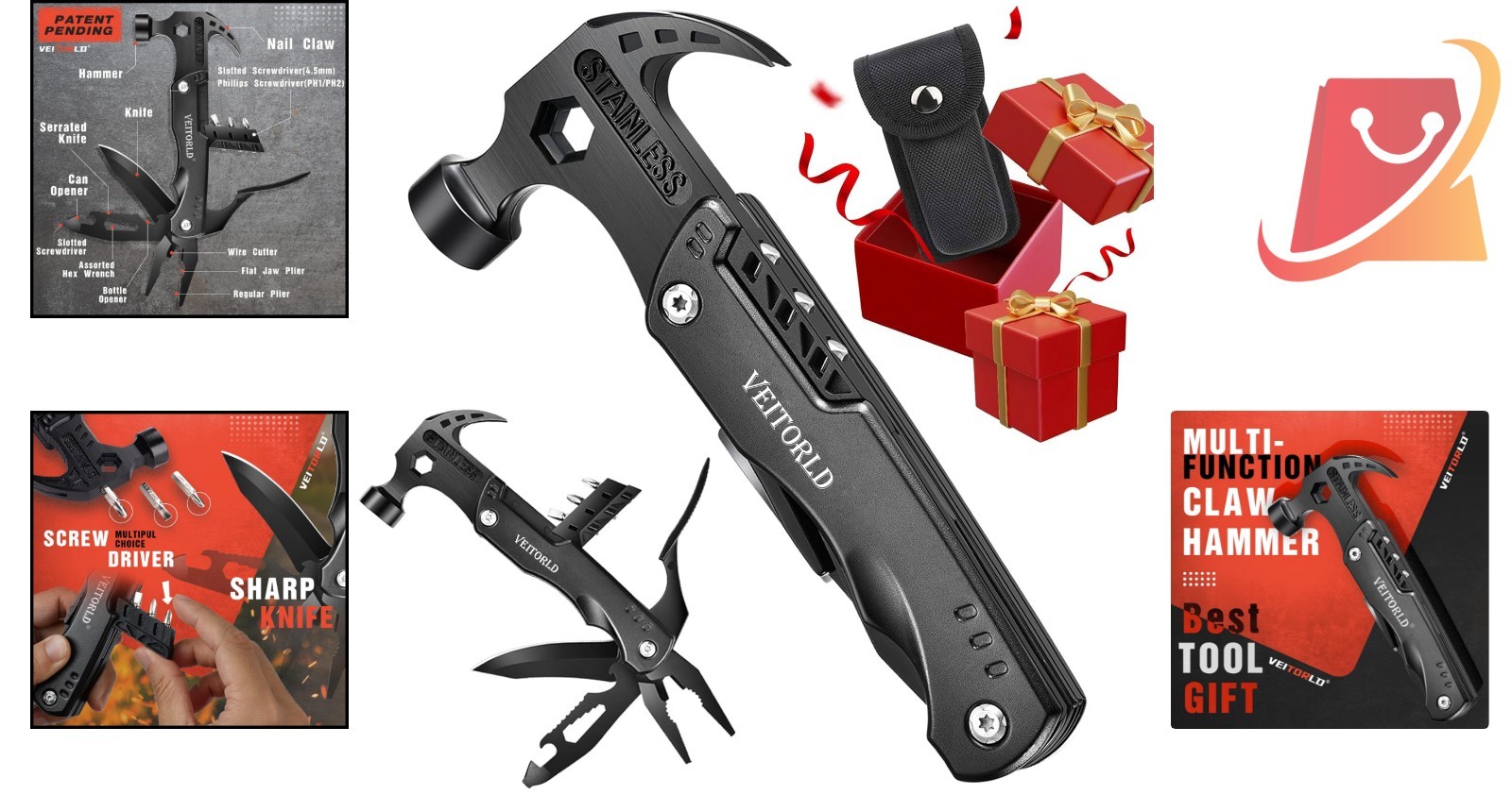 Multitool Hammer Stainless Steel Camping Accessory Compact Travel Tool