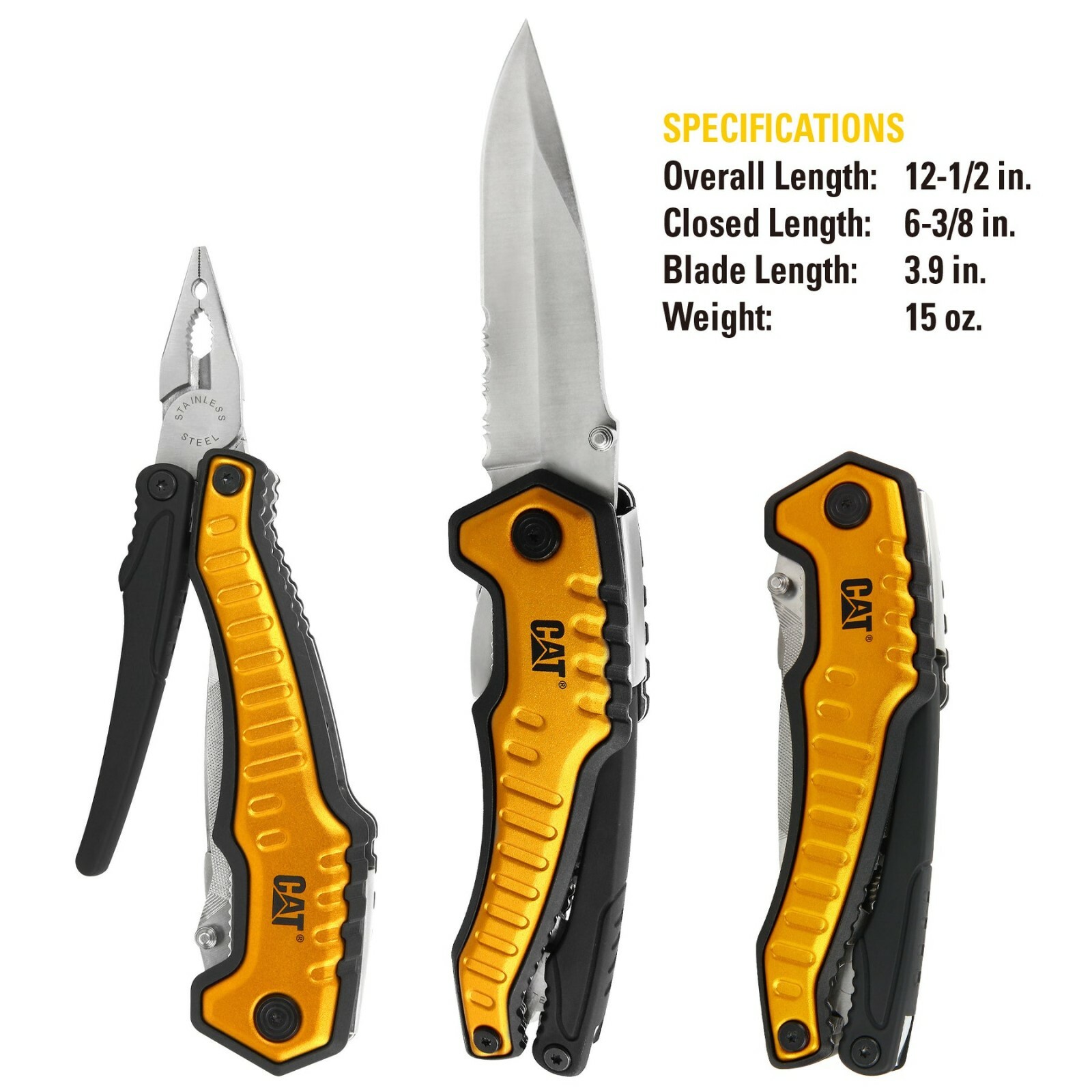 Caterpillar Multi-Function Tool 9-In-1 Black Aluminum Handle Stainless Tools