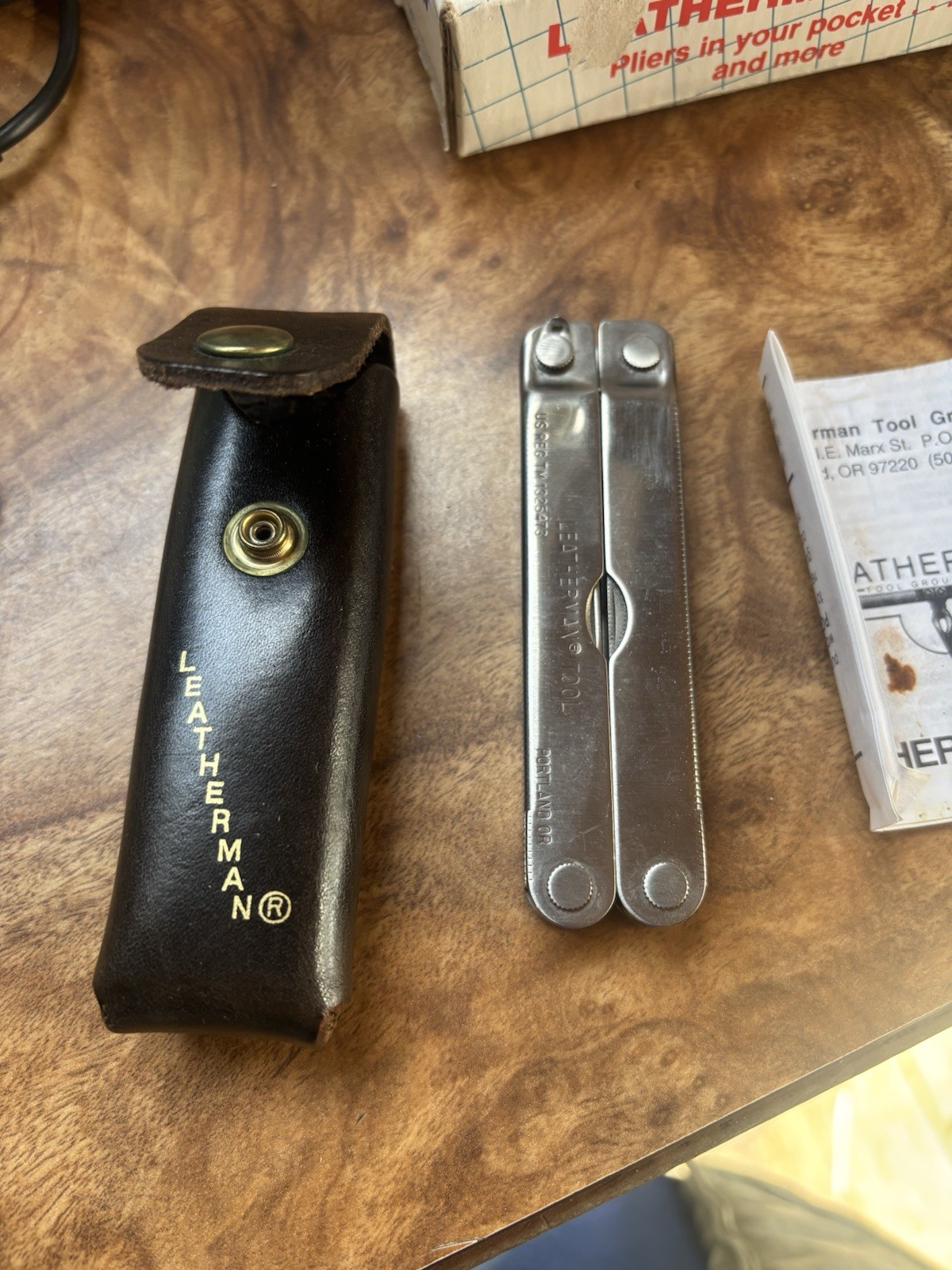 ORIGINAL 1985 LEATHERMAN TOOL VINTAGE LEATHER SHEATH BOX PAPERS 1325473 NEW Rare