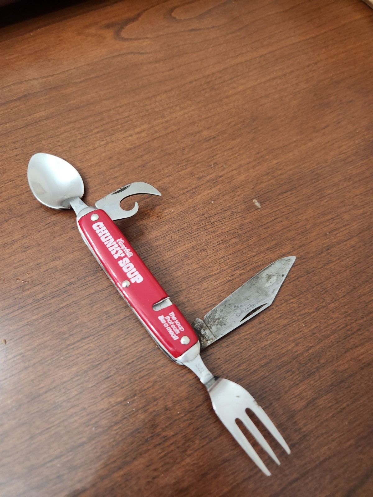 Campbell’s Chunky Soup Foldable 4-Tool Multi-Tool 2.5in Blade Red/Silver