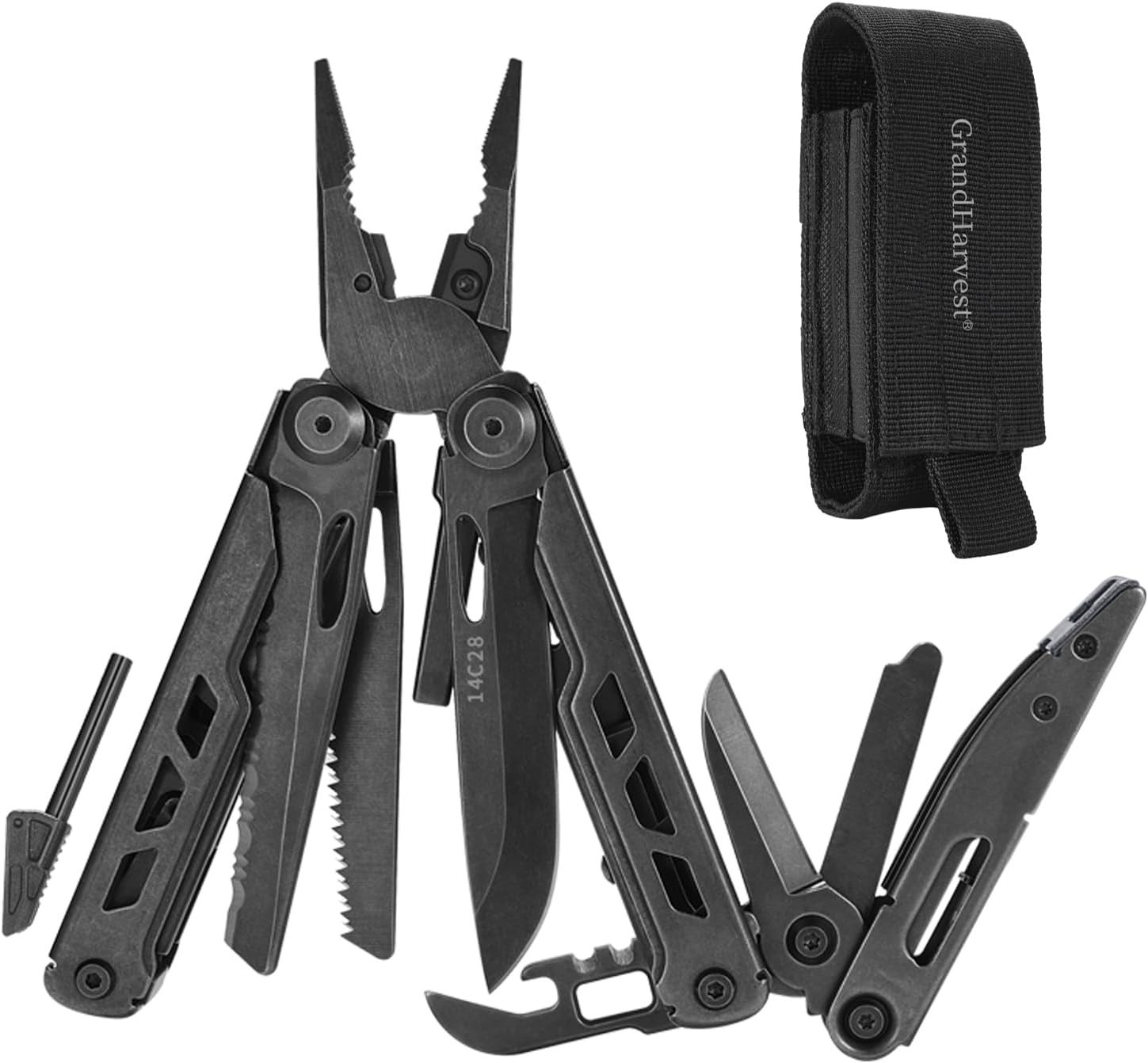Portable Outdoor Multitool with Large Folding Scissors