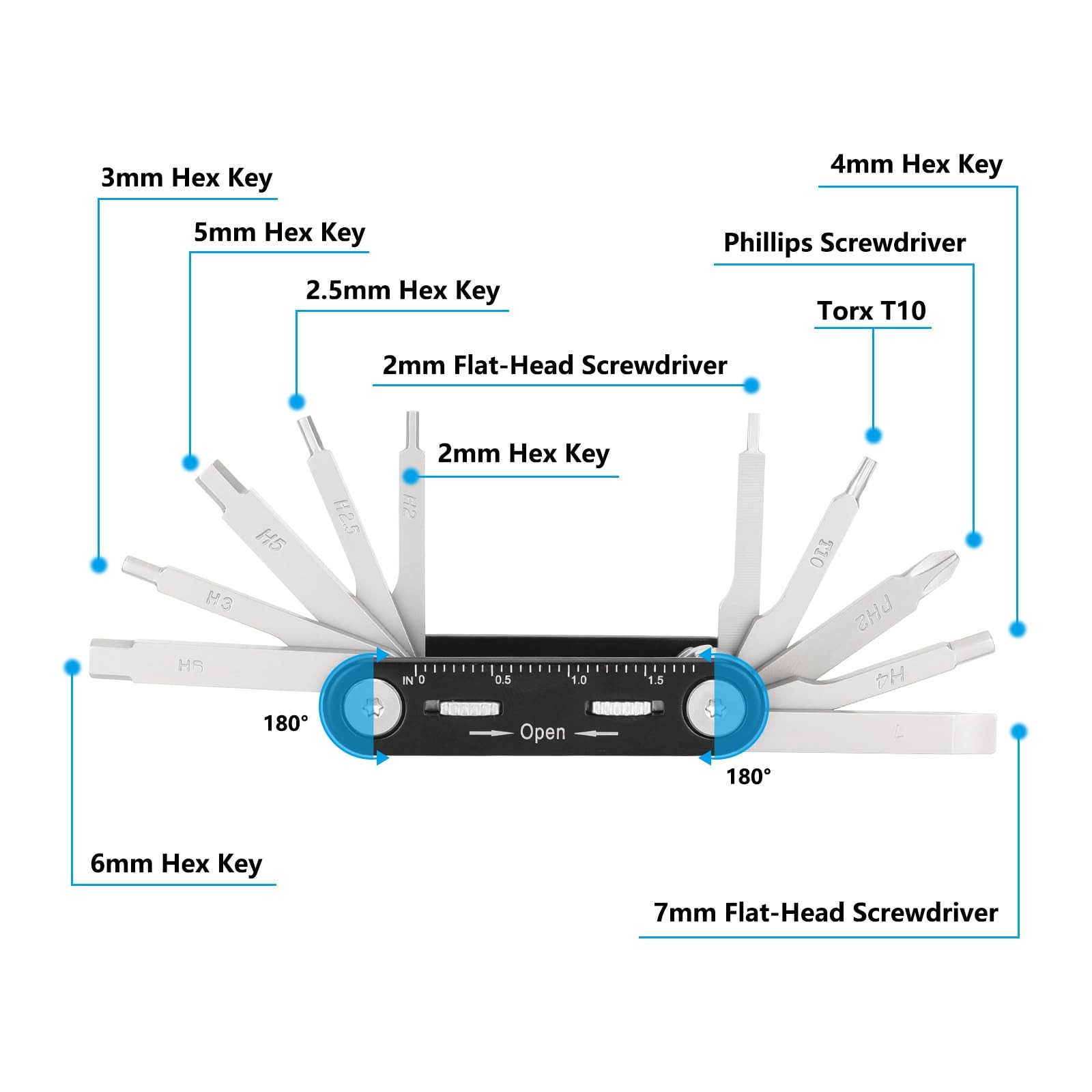 Folding Multi-Tool Set with Allen Wrenches Screwdrivers – 3521