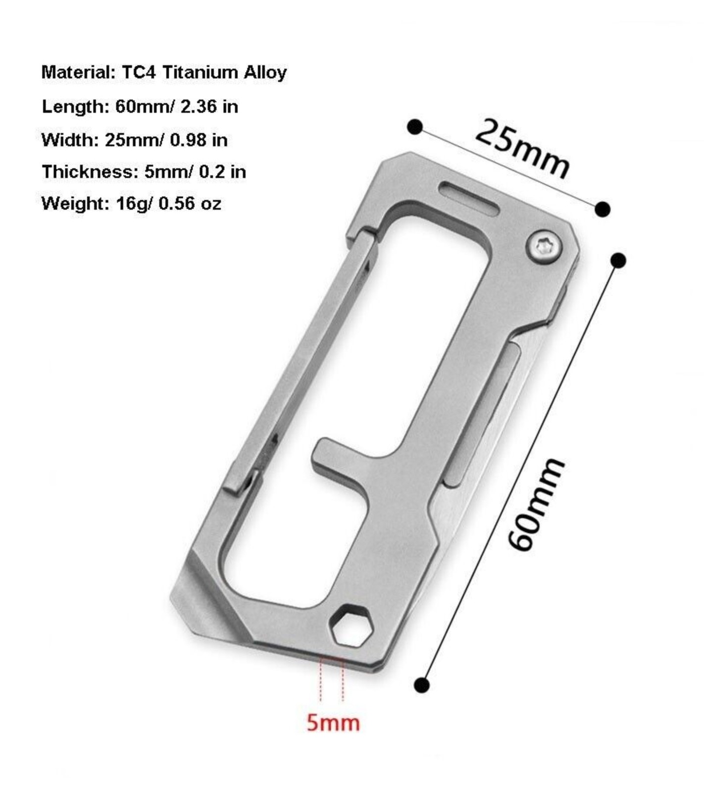 Titanium Multi Tools EDC Keychain Carabiner Folding Utility Knife Scalpel Blade