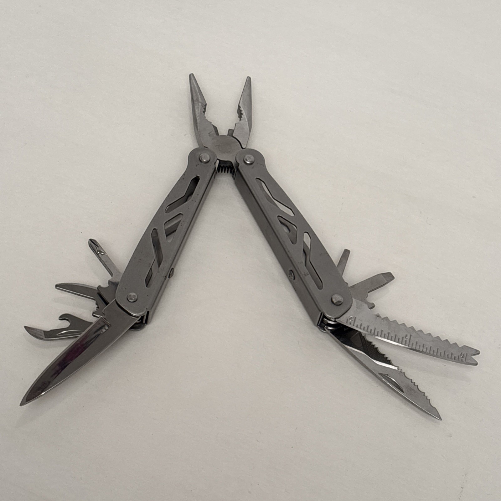 Ozark Trail 12-in-1 Multi Tool Folding Pliers with Sheath Silver Survival Camp
