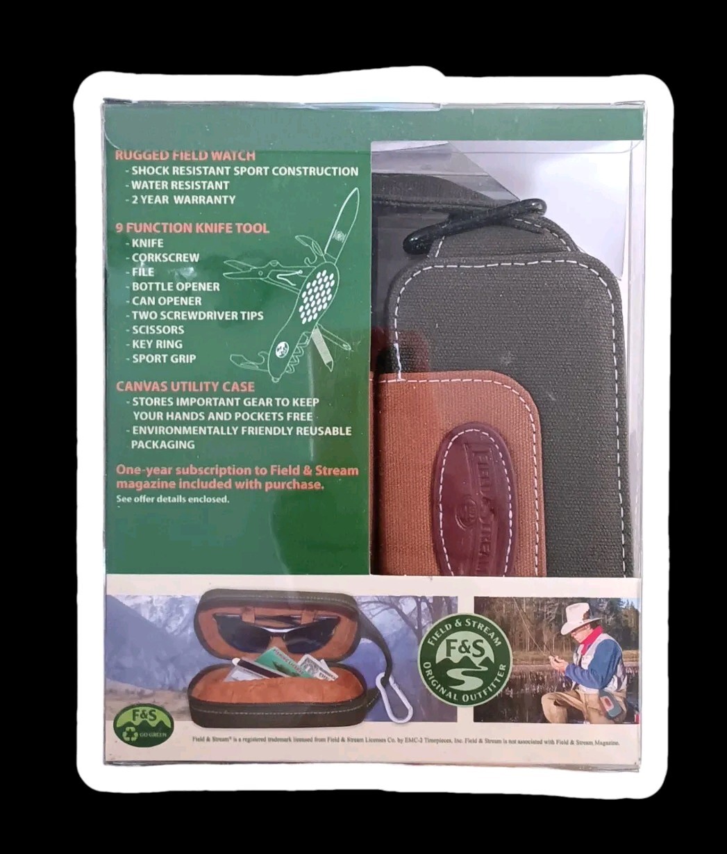 NEW Field And Stream Watch And Utility Knife Outdoor Sports Set Zipper Case