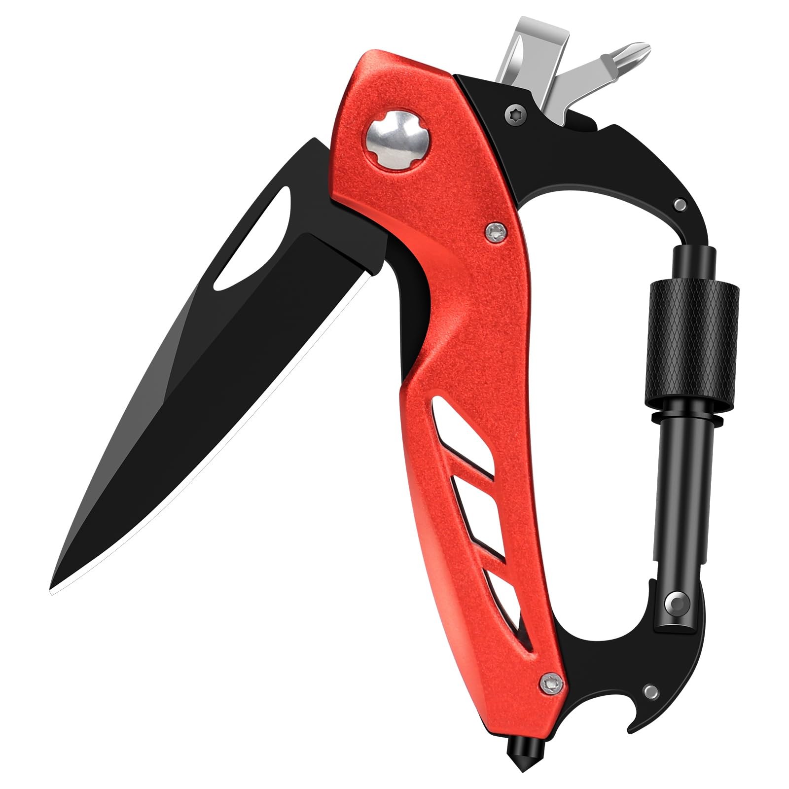 Multitool Carabiner with Pocket Knife, Survival Gear for Camping Hiking，EDC C…