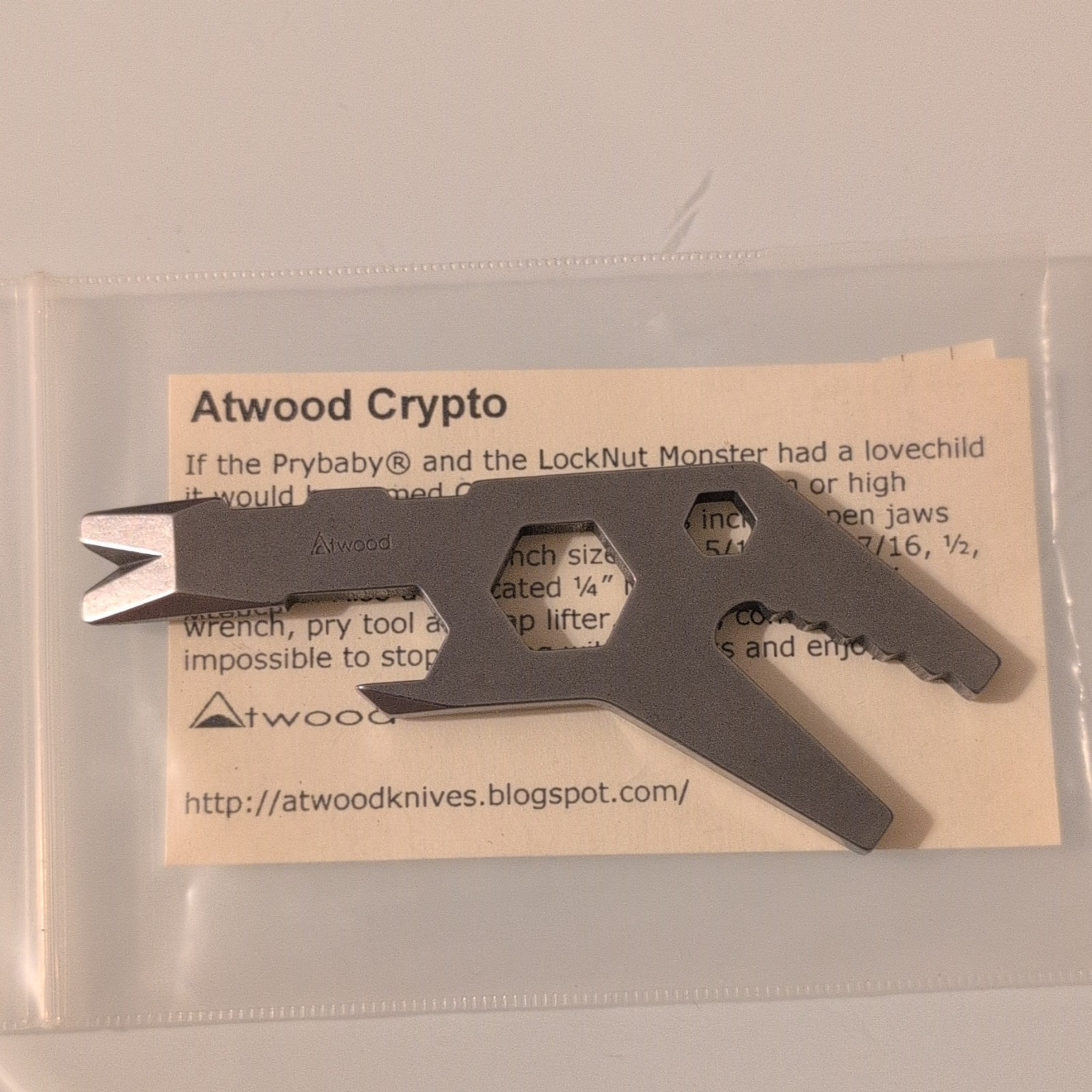Peter Atwood Crypto Steel Multi-Tool Pry Bar Wrench Bottle Opener Gray