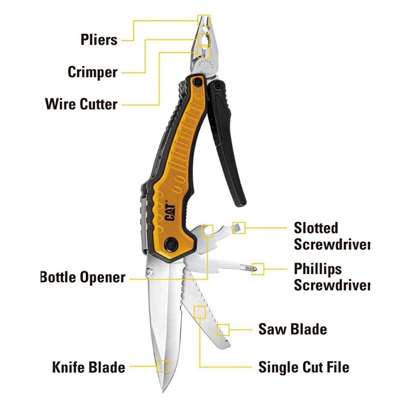 CAT XL 9-IN-1 Multi-Tool Set With Belt Loop Storage Pouch