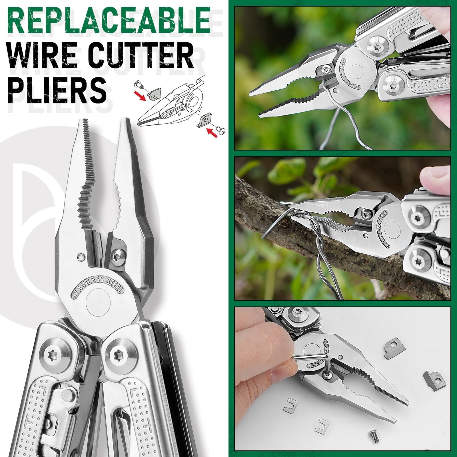 Multitool Pliers with Tungsten Wire Cutters, Wood Saw & Scissors – EDC Gear for
