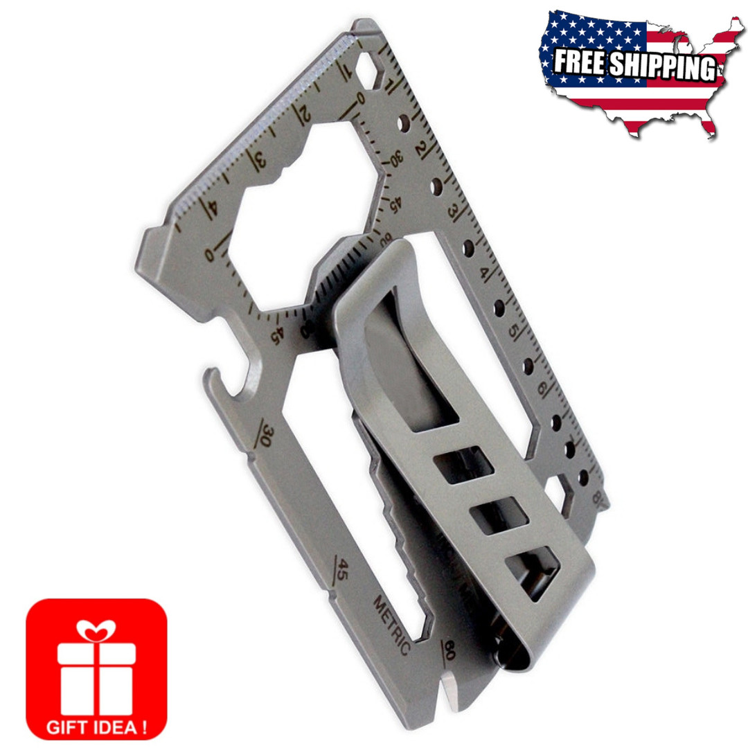 Stainless Steel Credit Card Tool 40 in 1 Multi Pocket Survival Camping Tools USA