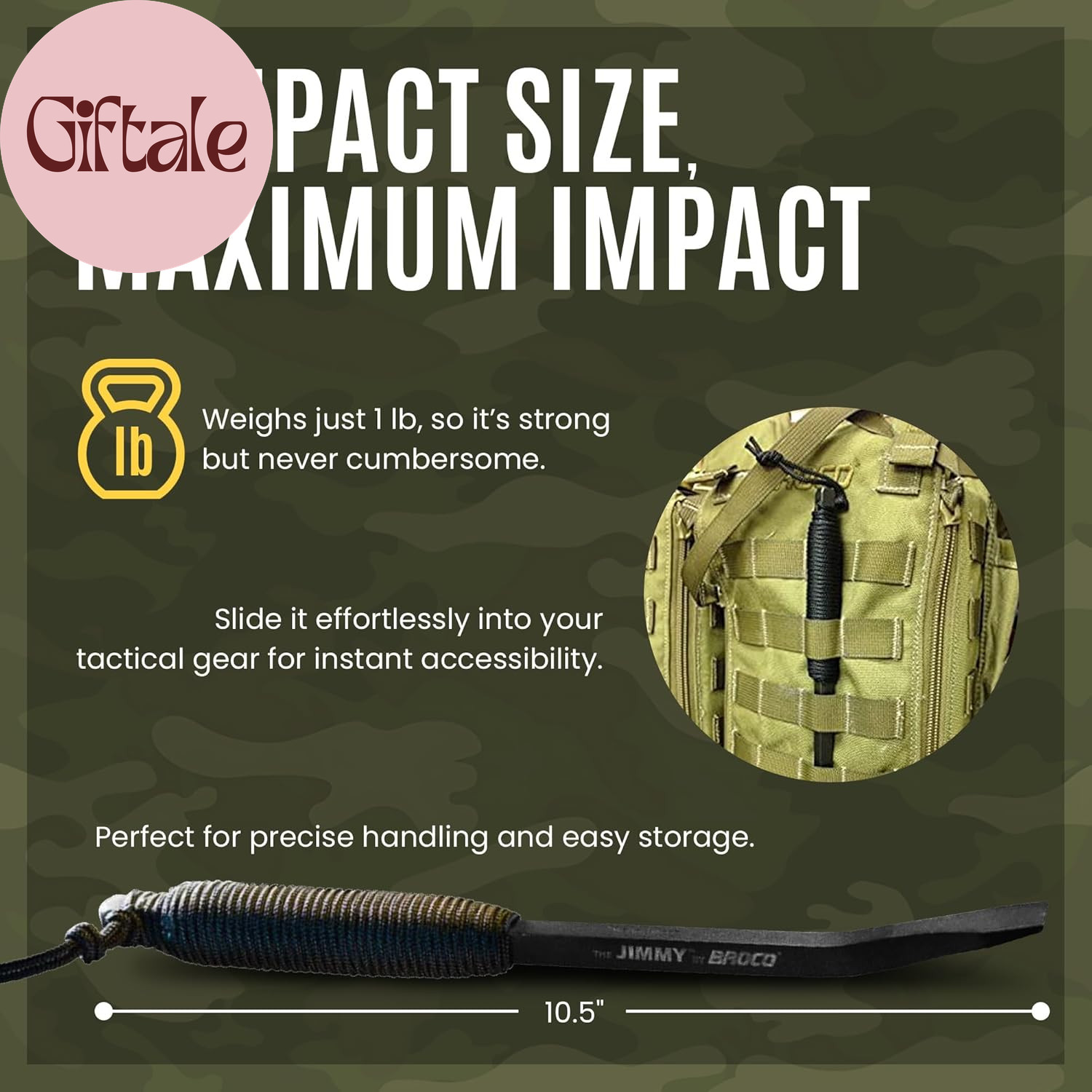 Jimmy Tactical Pry Bar, EDC, Rescue & Breaching Tool, Durable Steel, Comfort Gri