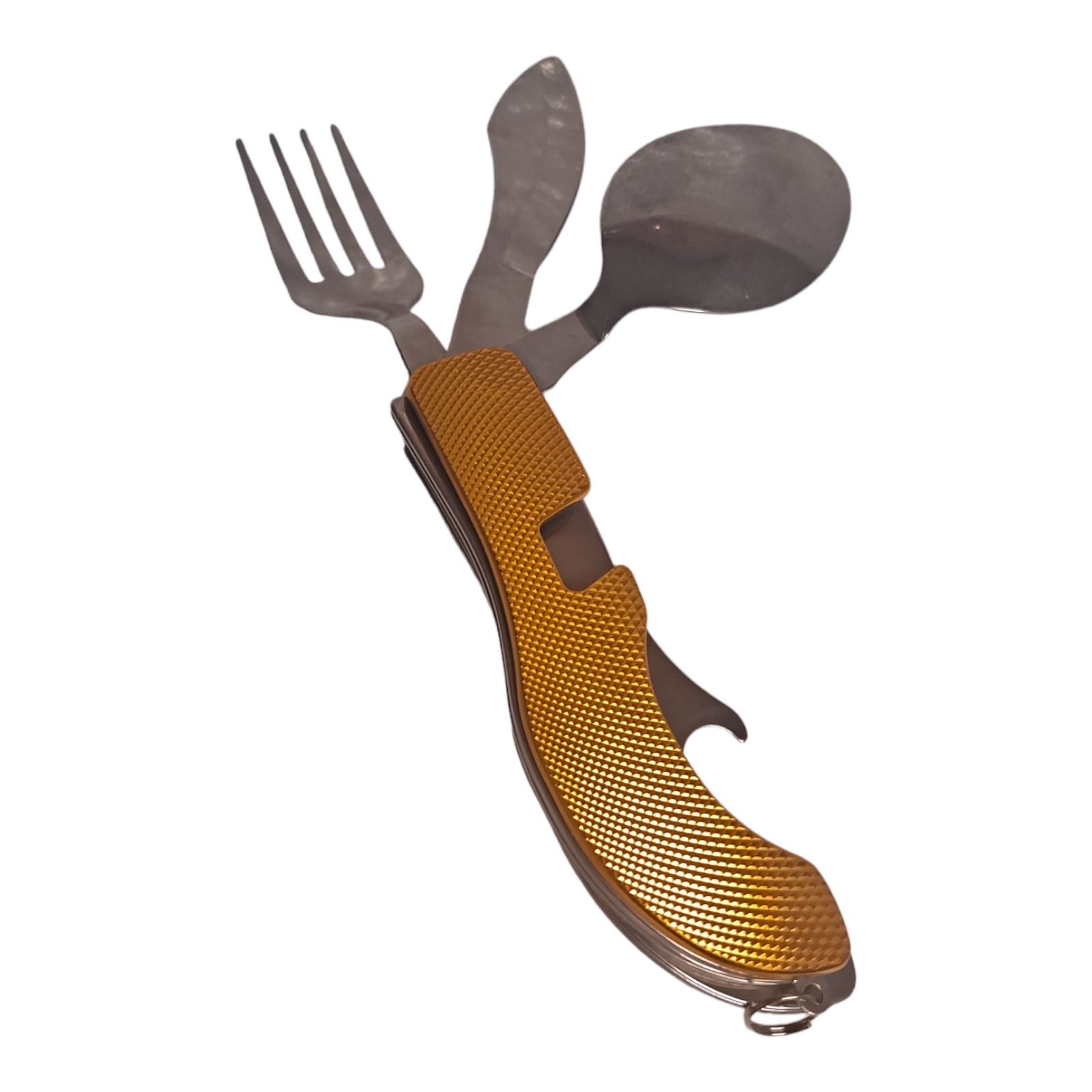 2PC Folding Cutlery Set Eating Utensils Fork Spoon Knife Bottle Opener
