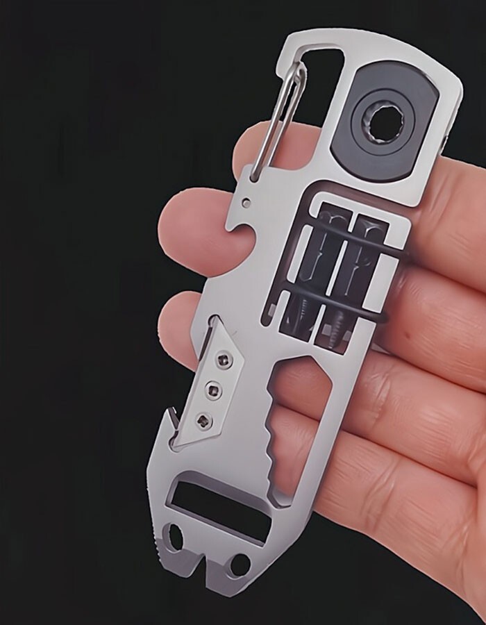 EDC Stainless Steel Key chain Pry Bar Crowbar Pocket Outdoor Multi Card Tools