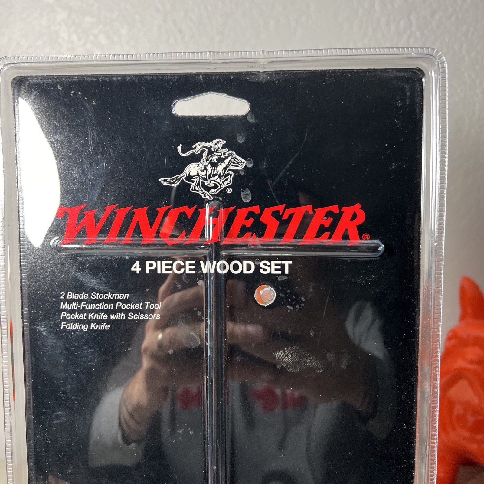 Genuine Winchester 4 Piece Wood Pocket Knife / Scissors / Multi Tool Set **NEW**