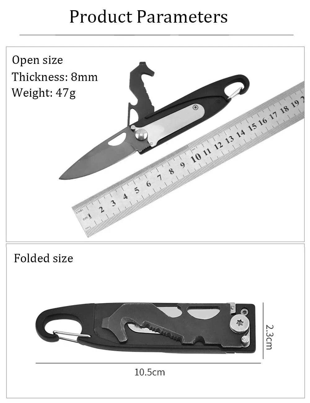 Mini Folding Steel Blade Pocket Key Tool Outdoor Survival Camping Keychain chain