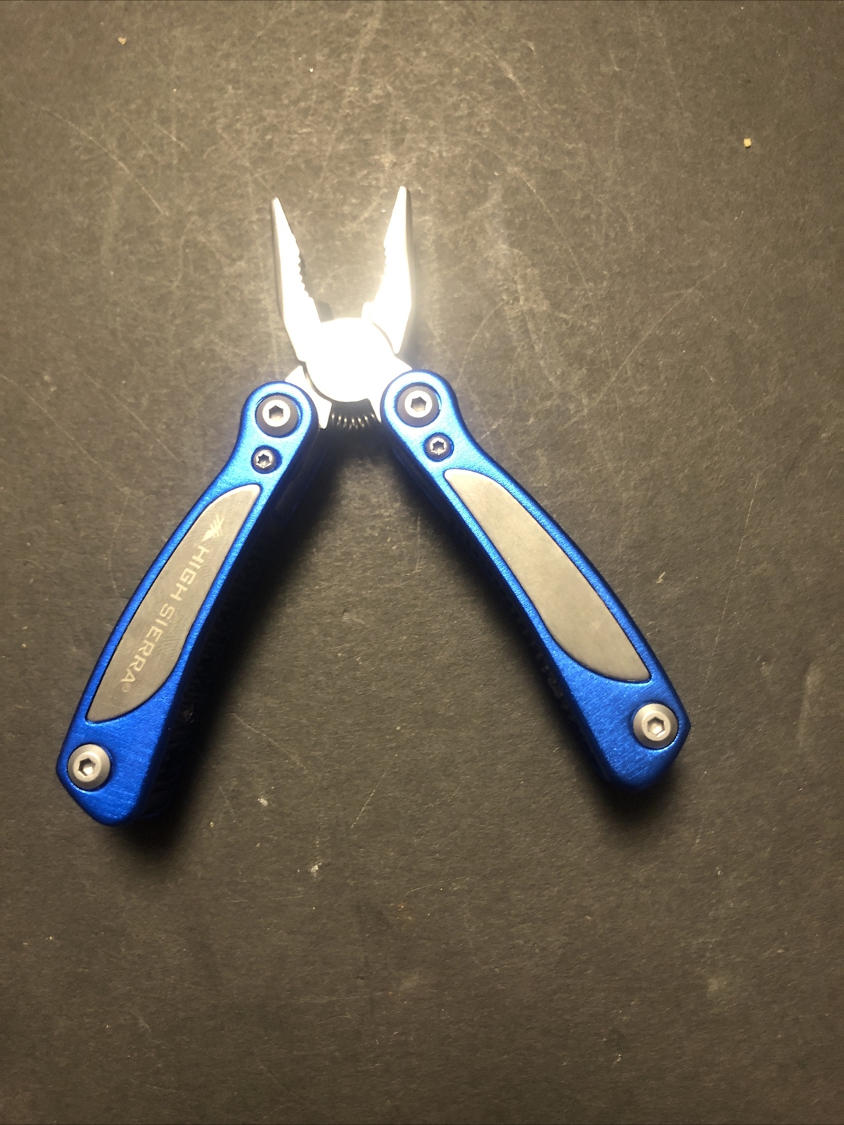 High Sierra Spring Assisted Pliers Multi Tool Knife Blue w/ Silver Accent & Case