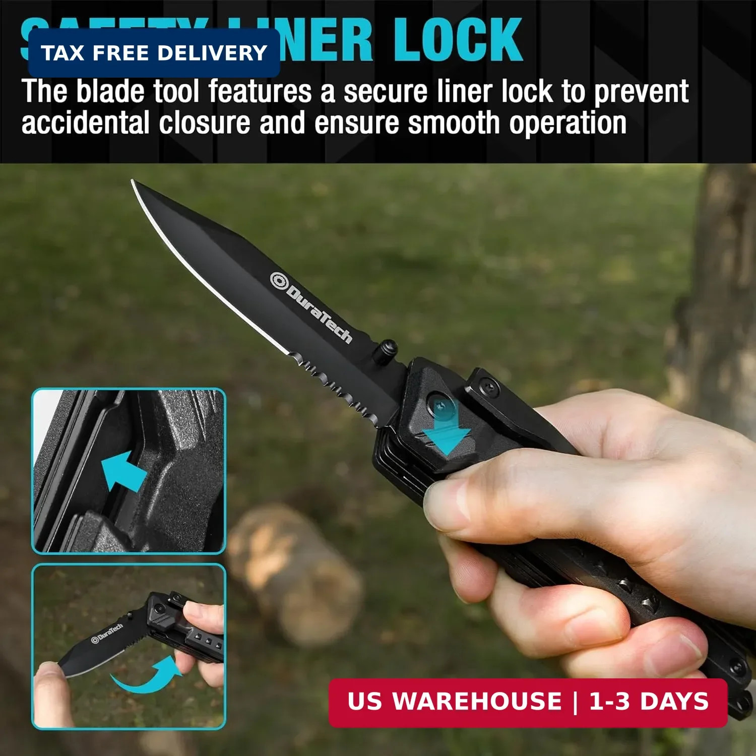 DURATECH 20 in 1 Multitool with Safety Locking, Gift for Men Dad, with Pocket Kn