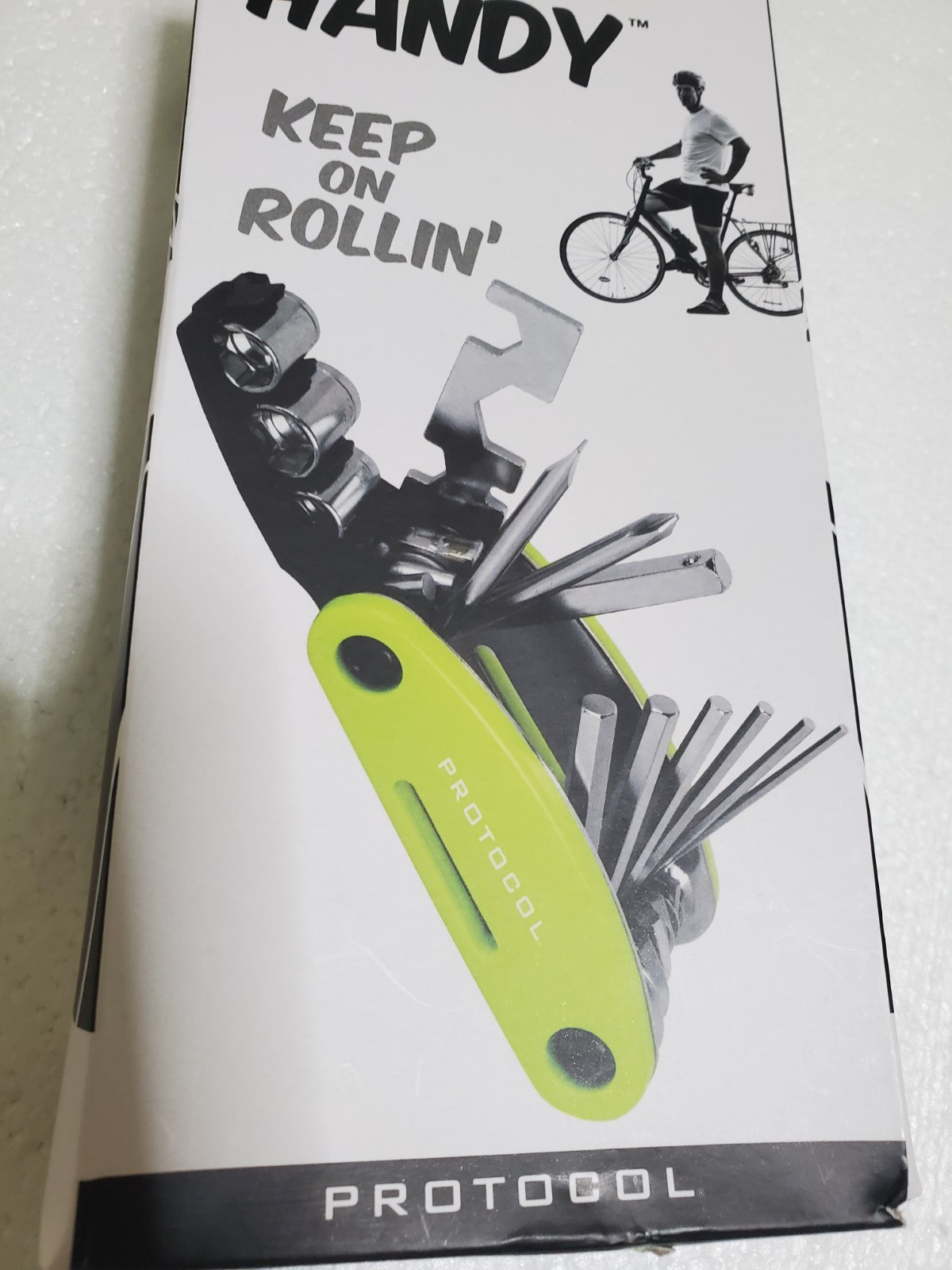Protocol Wheel Handy Bicycle Multi Tool Neon Green New 15 Functions Nylon Case