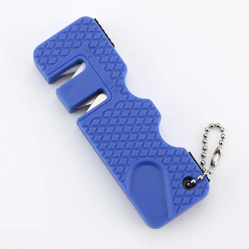 Ceramic Steel Dual Pocket Knife Sharpener KeyChain Survival Gear Hiking Camping