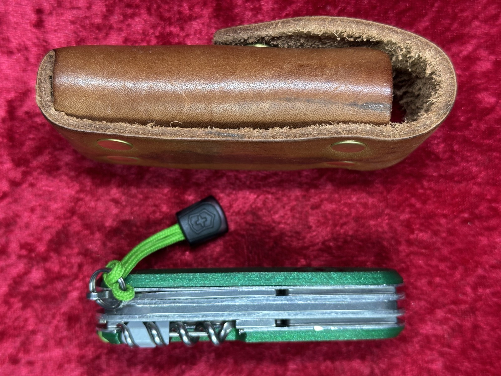 Victorinox Spartan Lite Green 3D Printed Scales Swiss Army Knife w/Sheath (664)