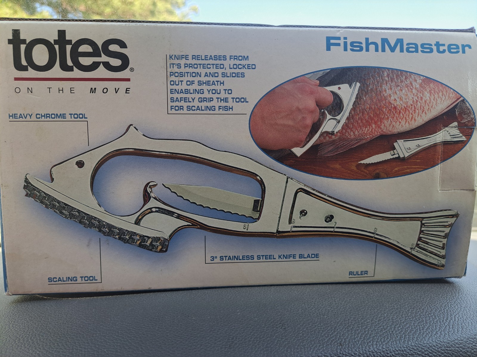 TOTES FISH MASTER Tool Scaler 10″ Ruler Fishing Knife Heavy Chrome Model 73505