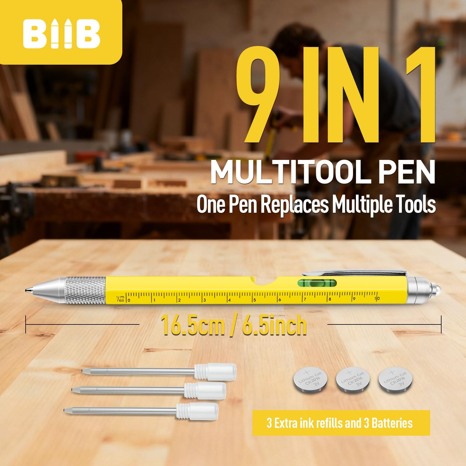 BIIB Stocking Stuffers for Men Adults, Gifts for Men 9 in 1 Multitool Pen, Me…