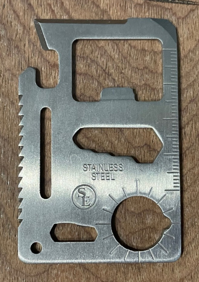 New Stainless Steel Flat Multipurpose Tool — Fits Inside Wallet