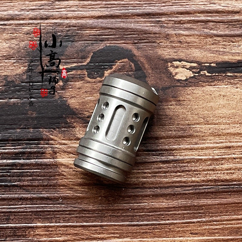 EDC Titanium Alloy Umbrella Rope End Flashlight Necklace Pendant Ring Accessory