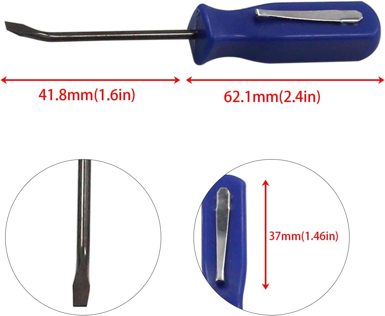 Multifunction Blue Mini Pocket Pry Bar with Pocket Clip & Slotted Screwdriver wi