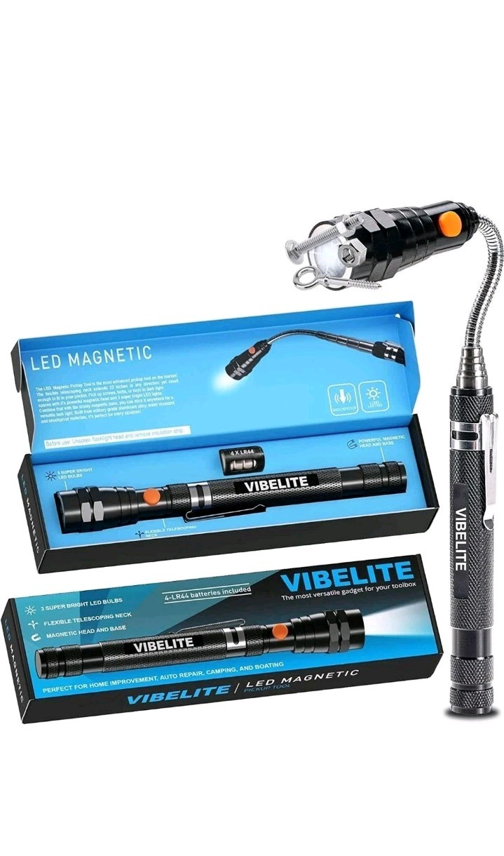 Extendable Magnetic Flashlight with Telescoping Magnet Pickup Tool- Coo
