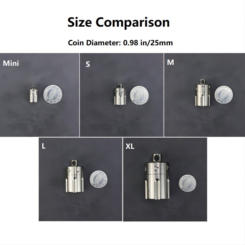 Titanium Waterproof Pill Case Holder Container Organizer EDC Keychain Pendant