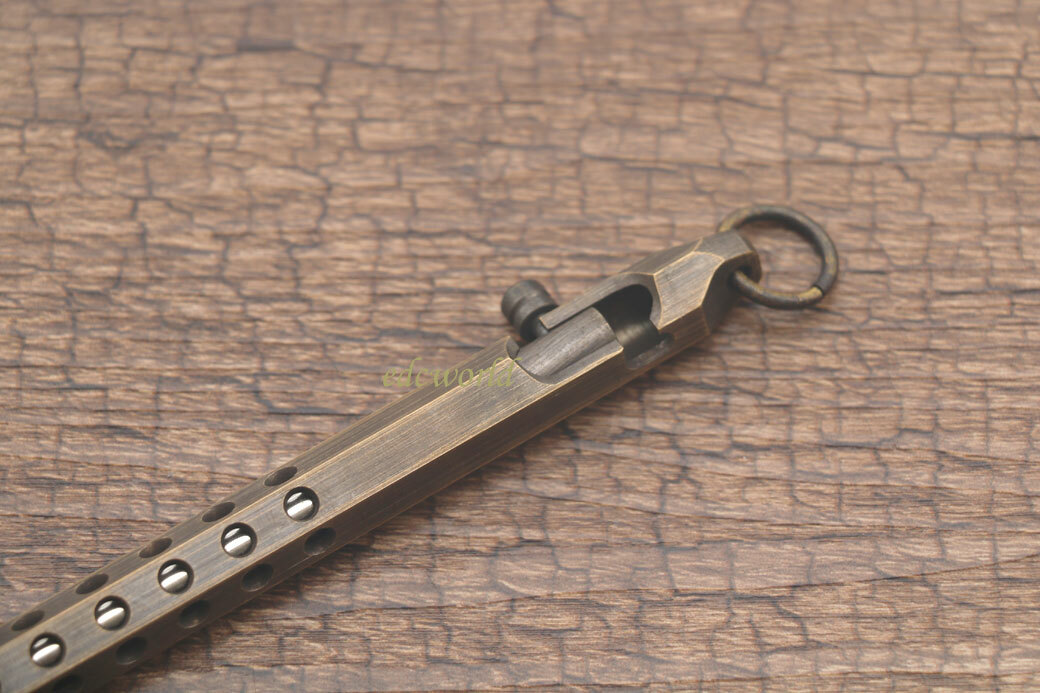 EDC Handmade Six-Edge Brass Pen Practical Ballpoint Pen Pocket Keychain Pen