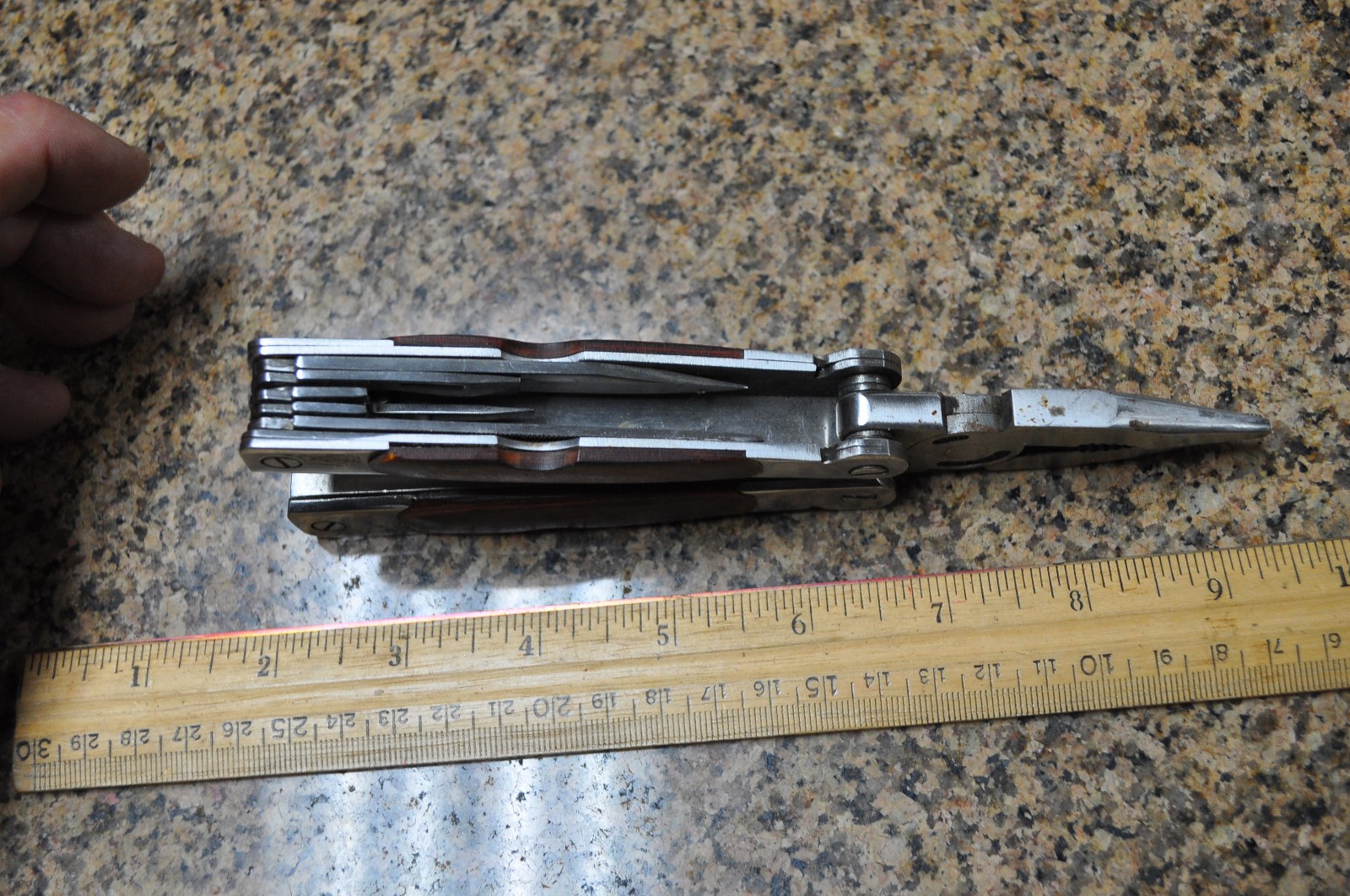 Sheffield 12-In-1 Multi Tool w/ Hardwood Handle Pliers Knife Blades Screwdrivers