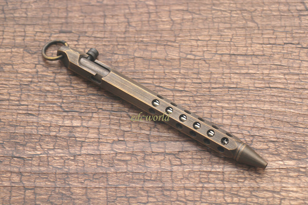 EDC Handmade Six-Edge Brass Pen Practical Ballpoint Pen Pocket Keychain Pen