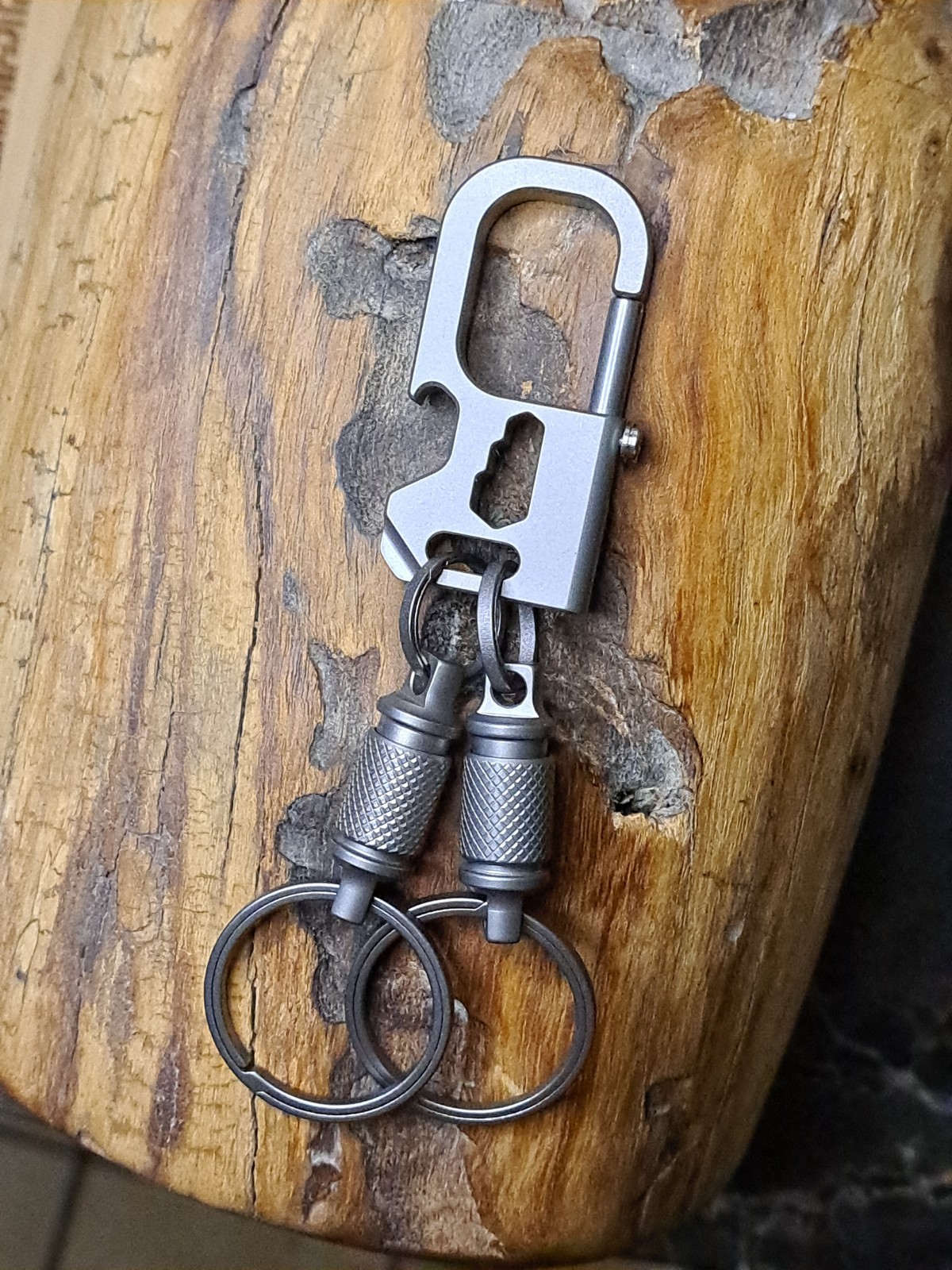 Pro Series Titanium Carabiner Keychain with Quick Releases and Titanium Keyrings