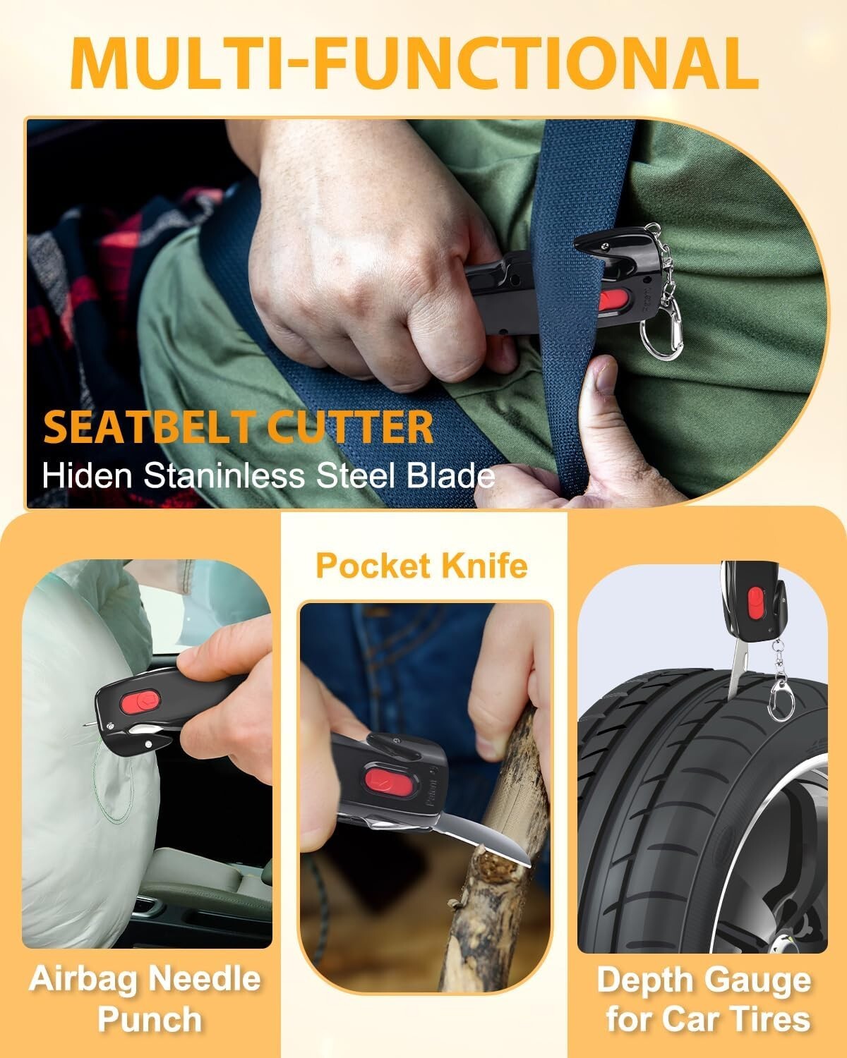 4-in-1 Car Safety Tool Kit Glass Breaker w/Seatbelt Cutter – Brand New in Box!!