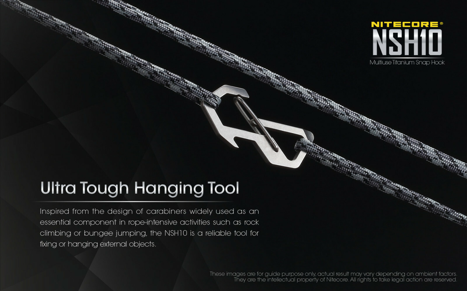 NiteCore NSH10 Multiuse Titanium Snap Hook EDC Multi-Tool Keychain Carabiner