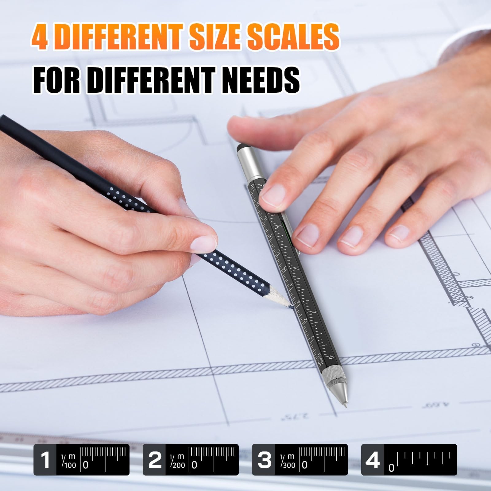 6 In 1 Multi Tool Pen Set with Ruler Level Ballpoint Pen for Men Dads