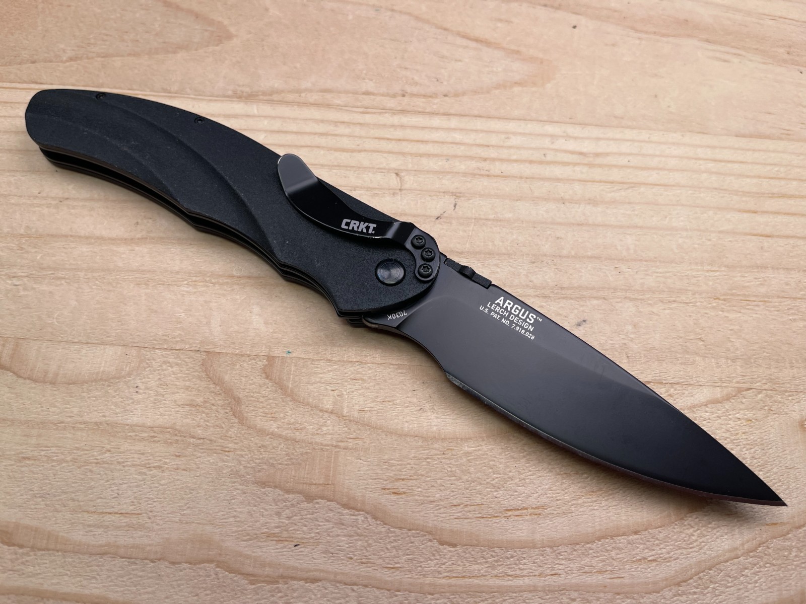 CRKT Argus 7030K Lerch Design Black A/O Folding Pocket Knife – Very Nice